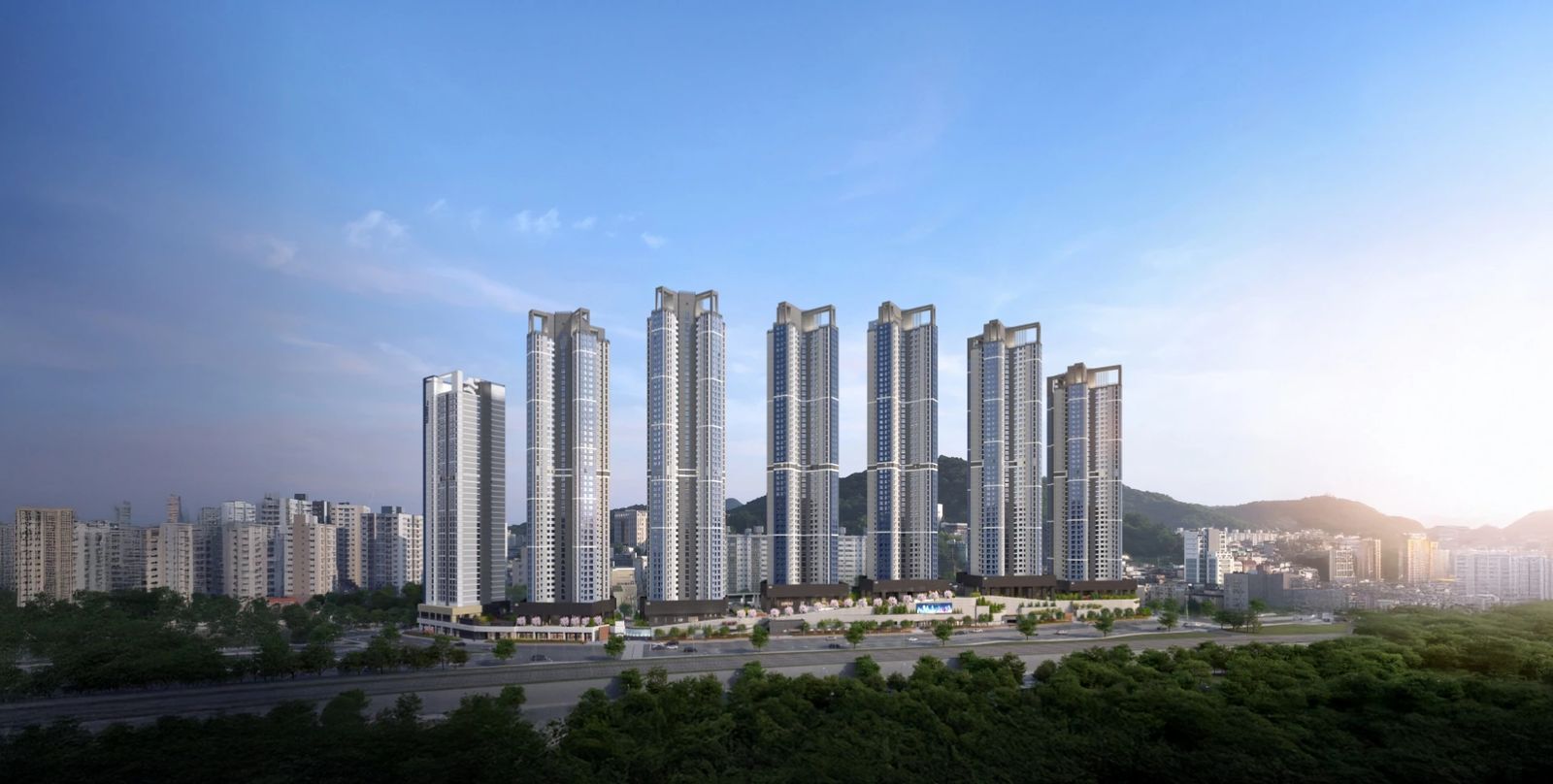 두산위브더제니스 부천 단지와 주변 도시 전경