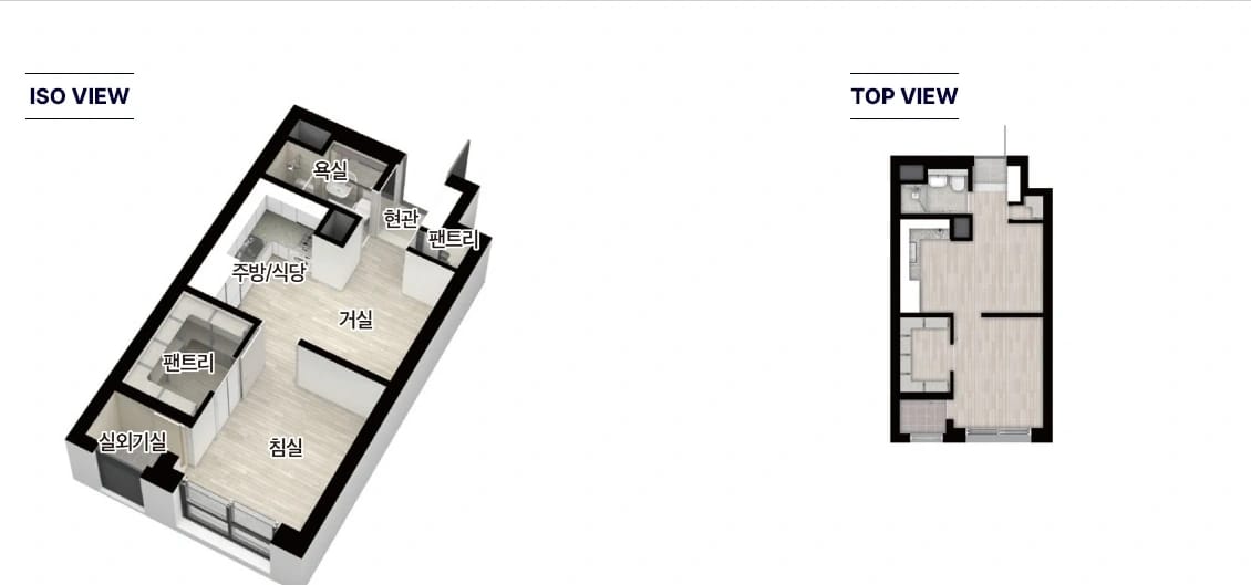 두산위브더제니스 부천 39OA ISO VIEW 및 TOP VIEW 평면